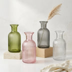 Wisp Slim Ribbed Glass Vase — Hand-Blown Glass from Firozabad, India | Tabletop Décor & Small Floral Arrangements