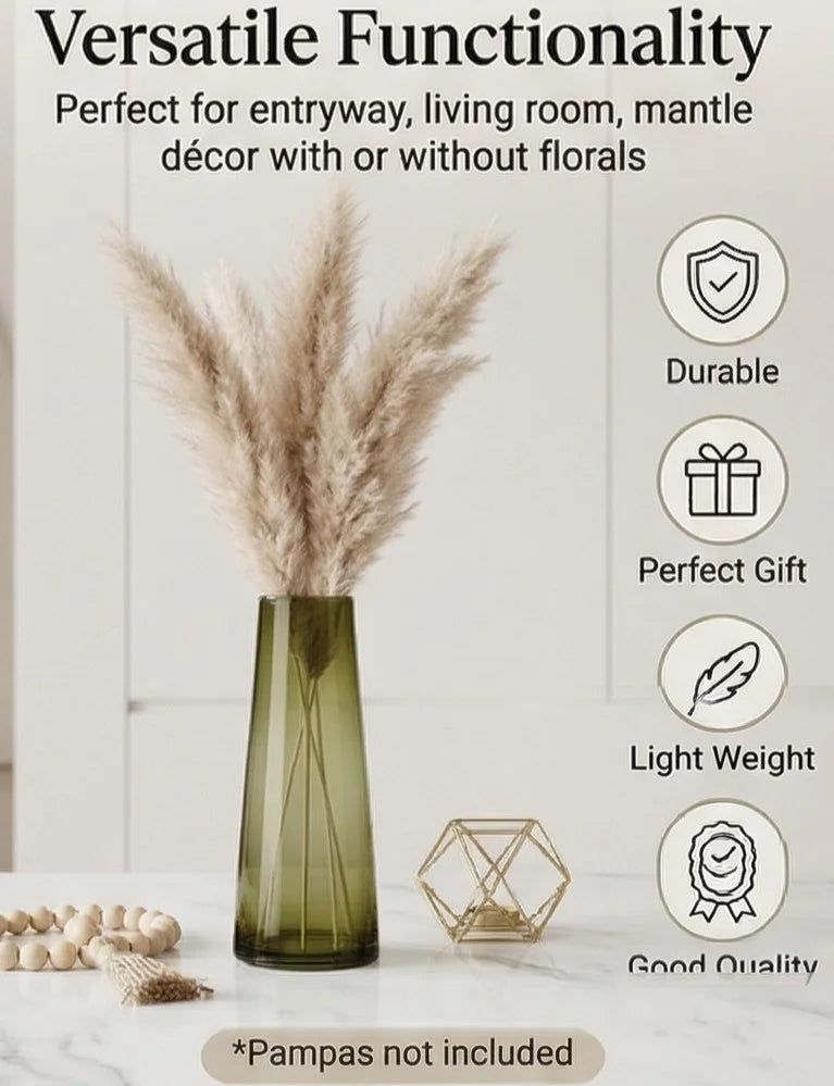Terra Cone Smooth Glass Vase — Hand-Blown Glass from Firozabad, India — Boho Styling
