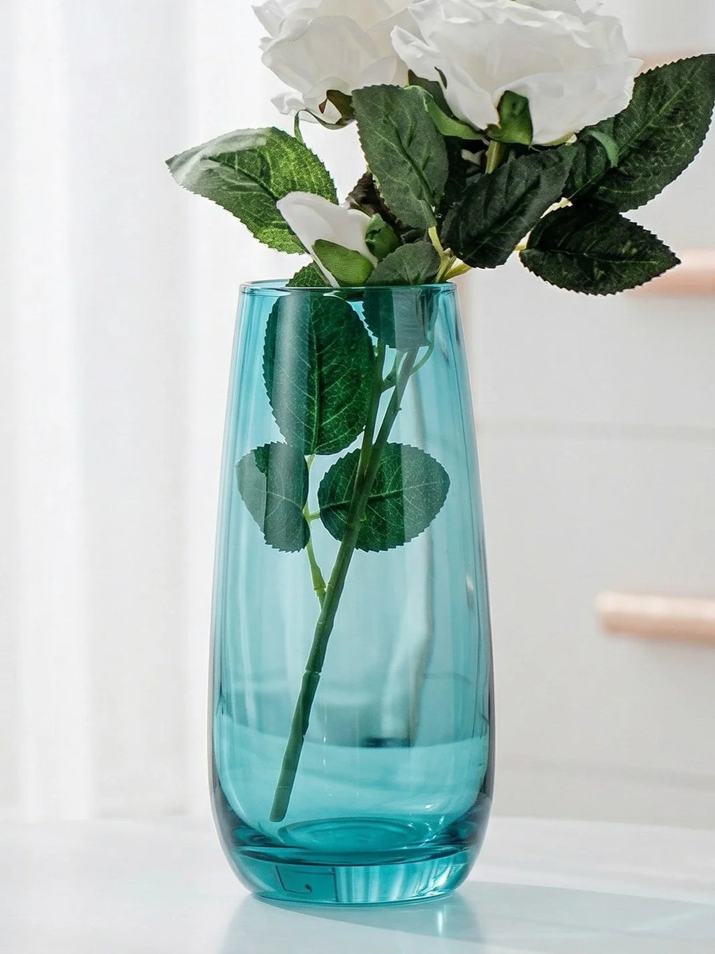 Vale Barrel Smooth Glass Vase — Hand-Blown Glass from Firozabad, India — Lifestyle Setting