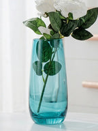 Vale Barrel Smooth Glass Vase — Hand-Blown Glass from Firozabad, India — Lifestyle Setting