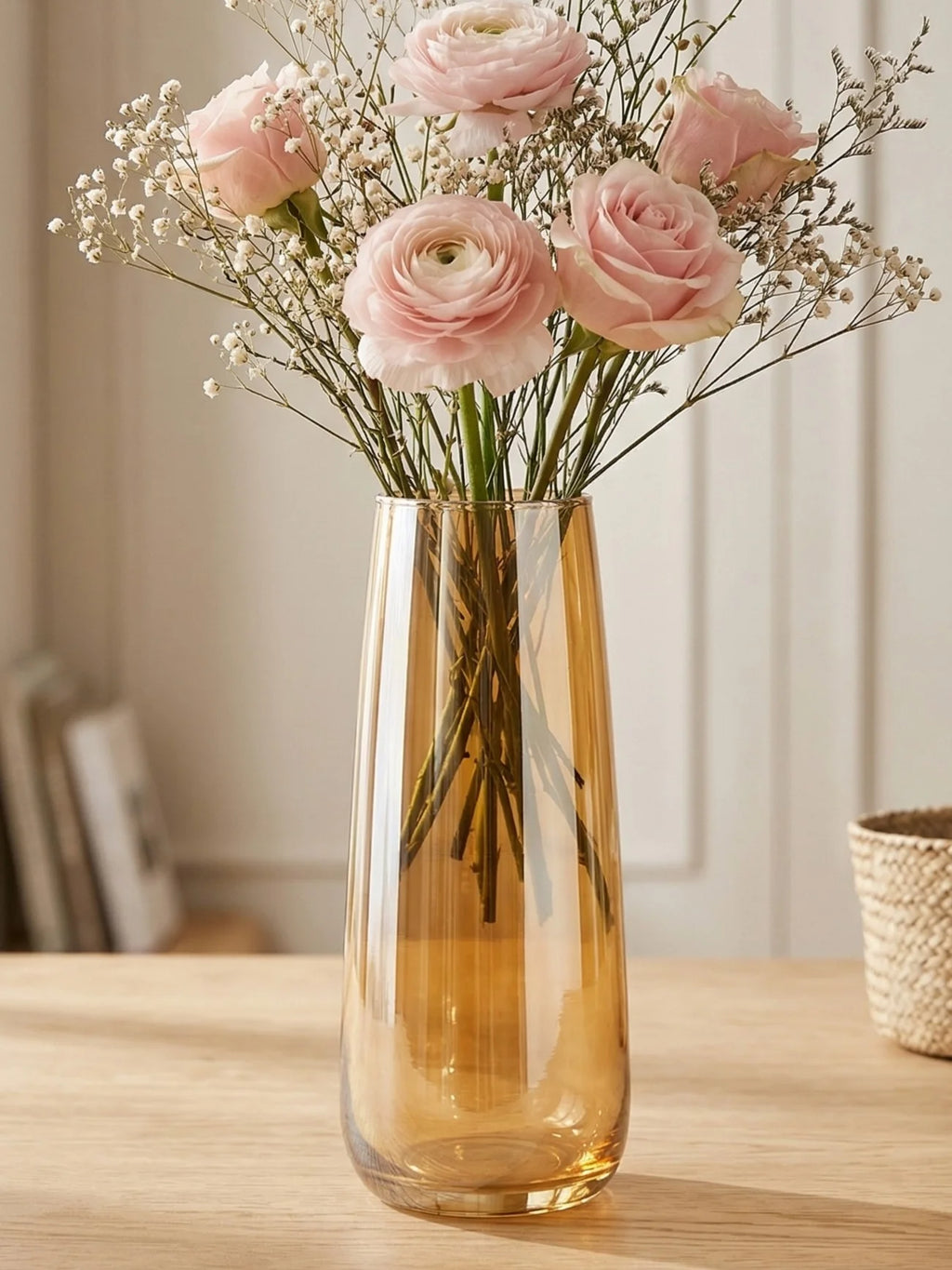 Vale Barrel Smooth Glass Vase — Hand-Blown Glass from Firozabad, India — Gifting Presentation