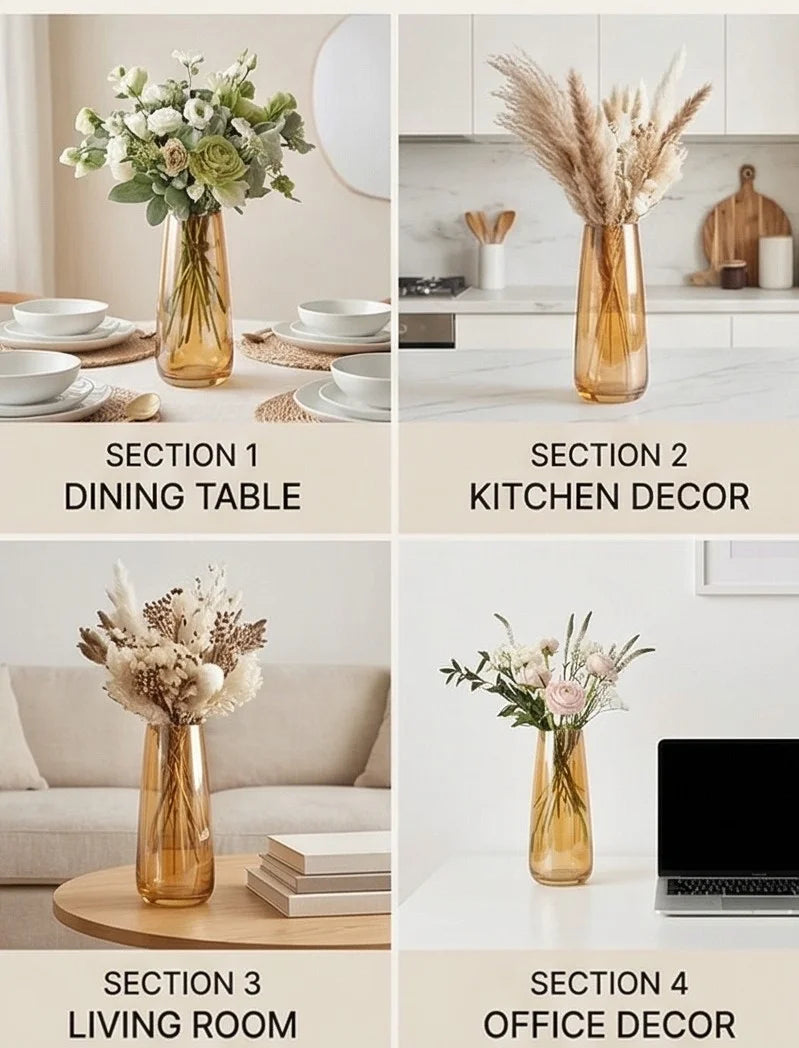 Blossom Taper Slim Glass Vase — Hand-Blown Glass from Firozabad, India — Texture & Craftsmanship