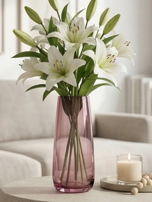 Dew Taper Slim Glass Vase — Hand-Blown Glass from Firozabad, India — Top View
