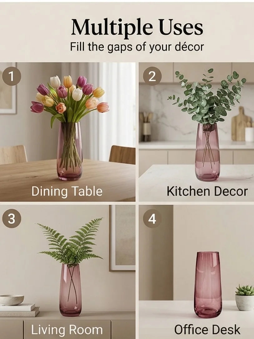 Dew Taper Slim Glass Vase — Hand-Blown Glass from Firozabad, India — Festive Styling