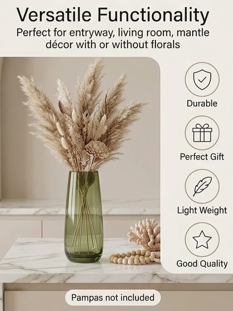 Dew Taper Slim Glass Vase — Hand-Blown Glass from Firozabad, India — Lifestyle Setting