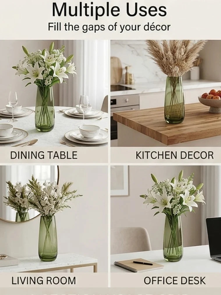 Vale Barrel Smooth Glass Vase — Hand-Blown Glass from Firozabad, India — Wedding Décor Use