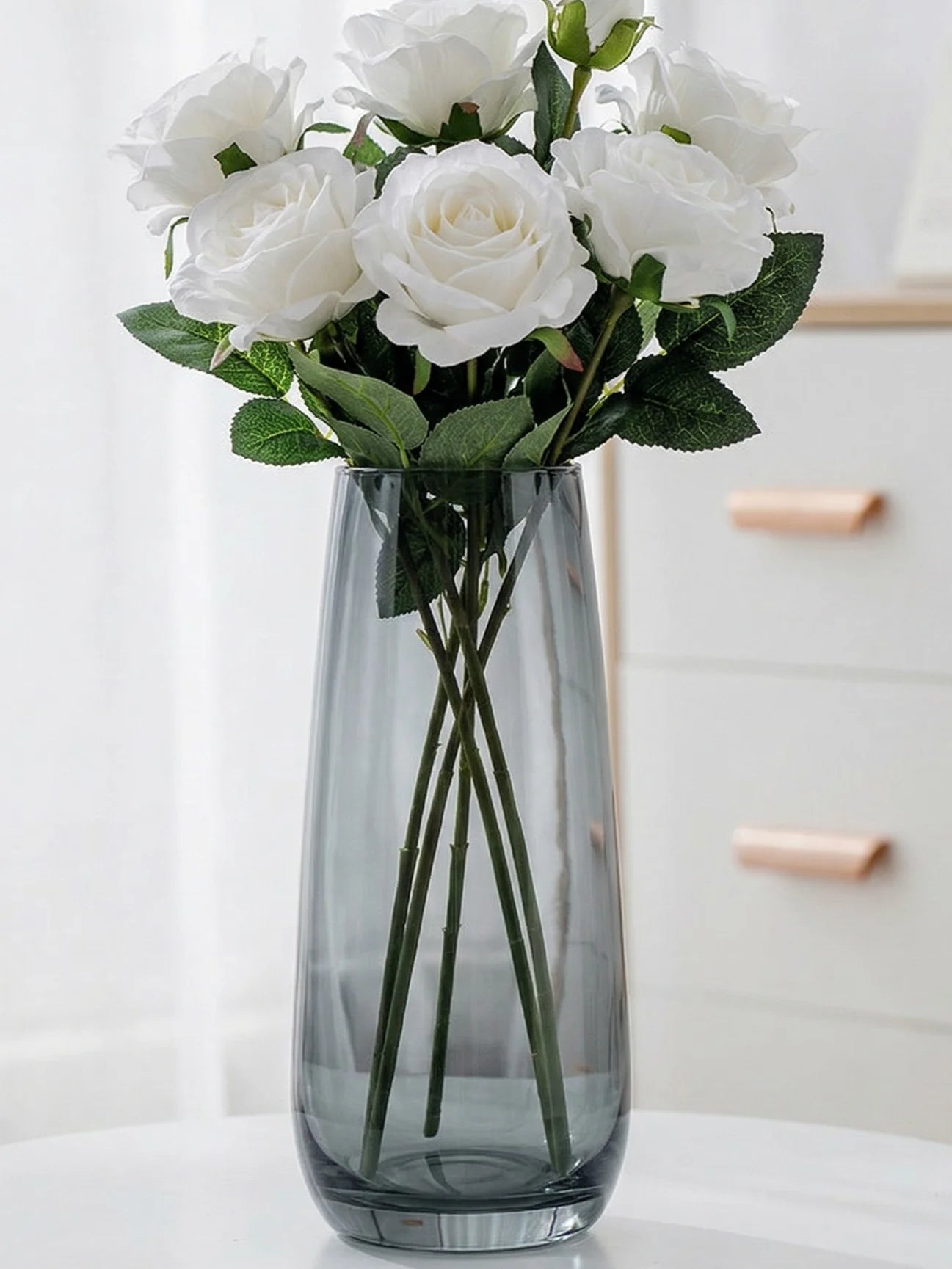 Dew Taper Slim Glass Vase — Hand-Blown Glass from Firozabad, India — In a Living Space