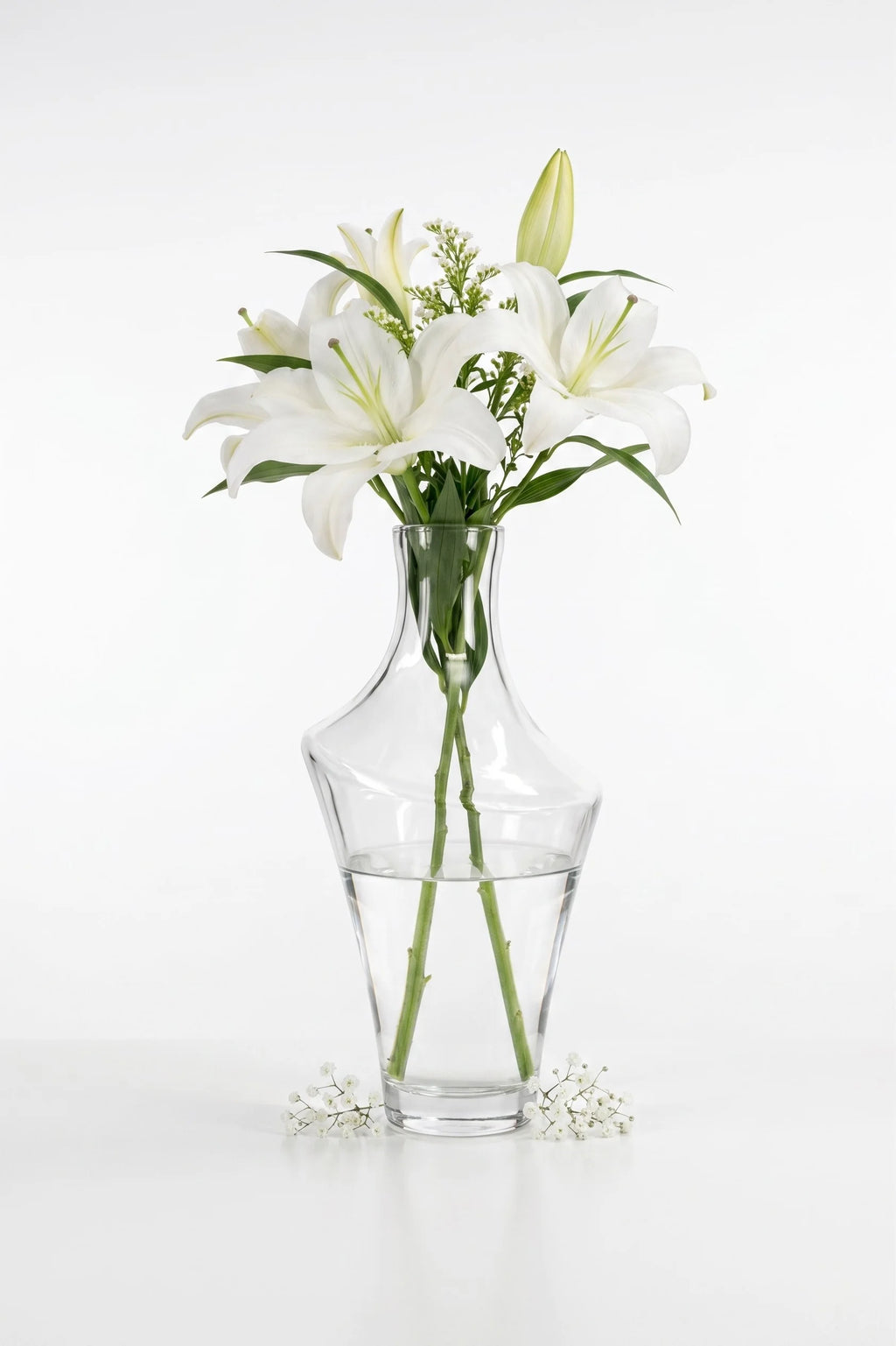 Celeste Curve Artisan Glass Vase — Hand-Blown Glass from Firozabad, India — Tabletop View