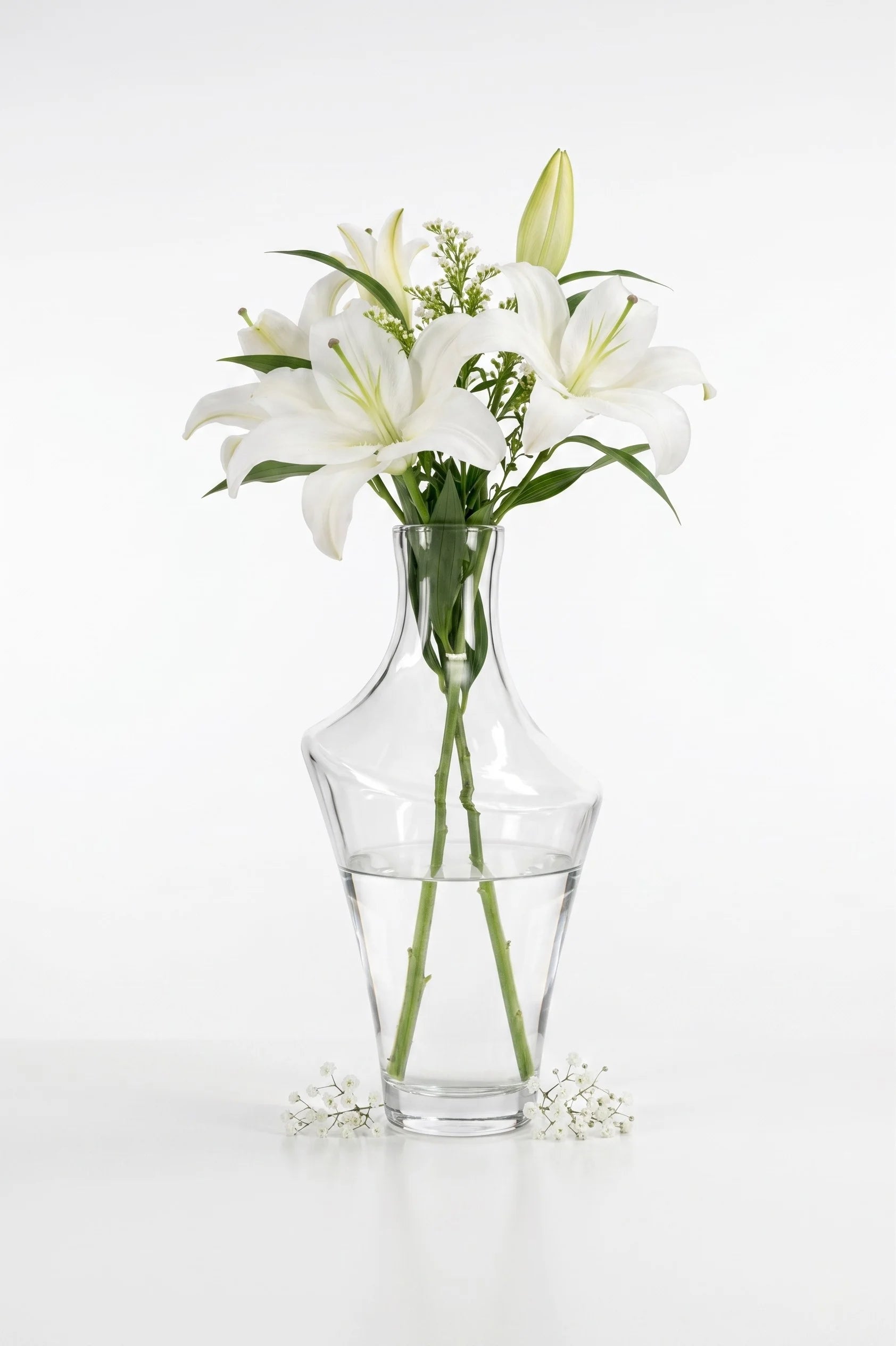 Celeste Curve Artisan Glass Vase — Hand-Blown Glass from Firozabad, India — Tabletop View