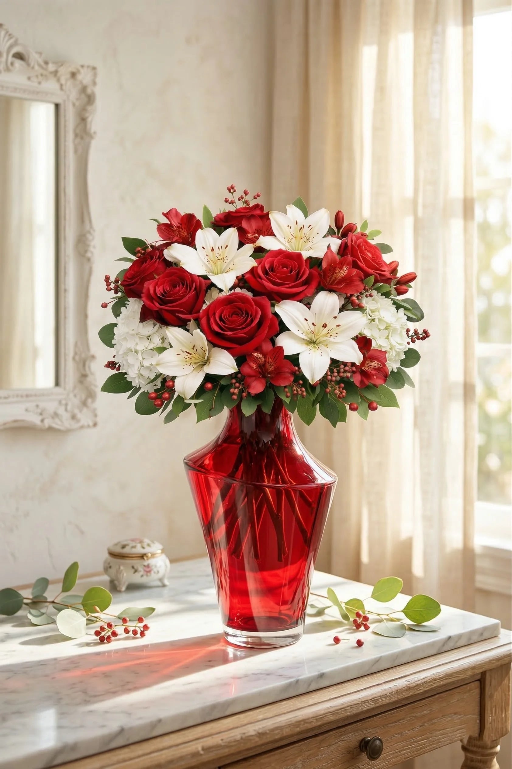 Celeste Curve Artisan Glass Vase — Hand-Blown Glass from Firozabad, India — Gifting Presentation