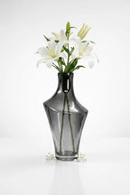 Zenith Arc Sculptural Glass Vase — Hand-Blown Glass from Firozabad, India — Tabletop View