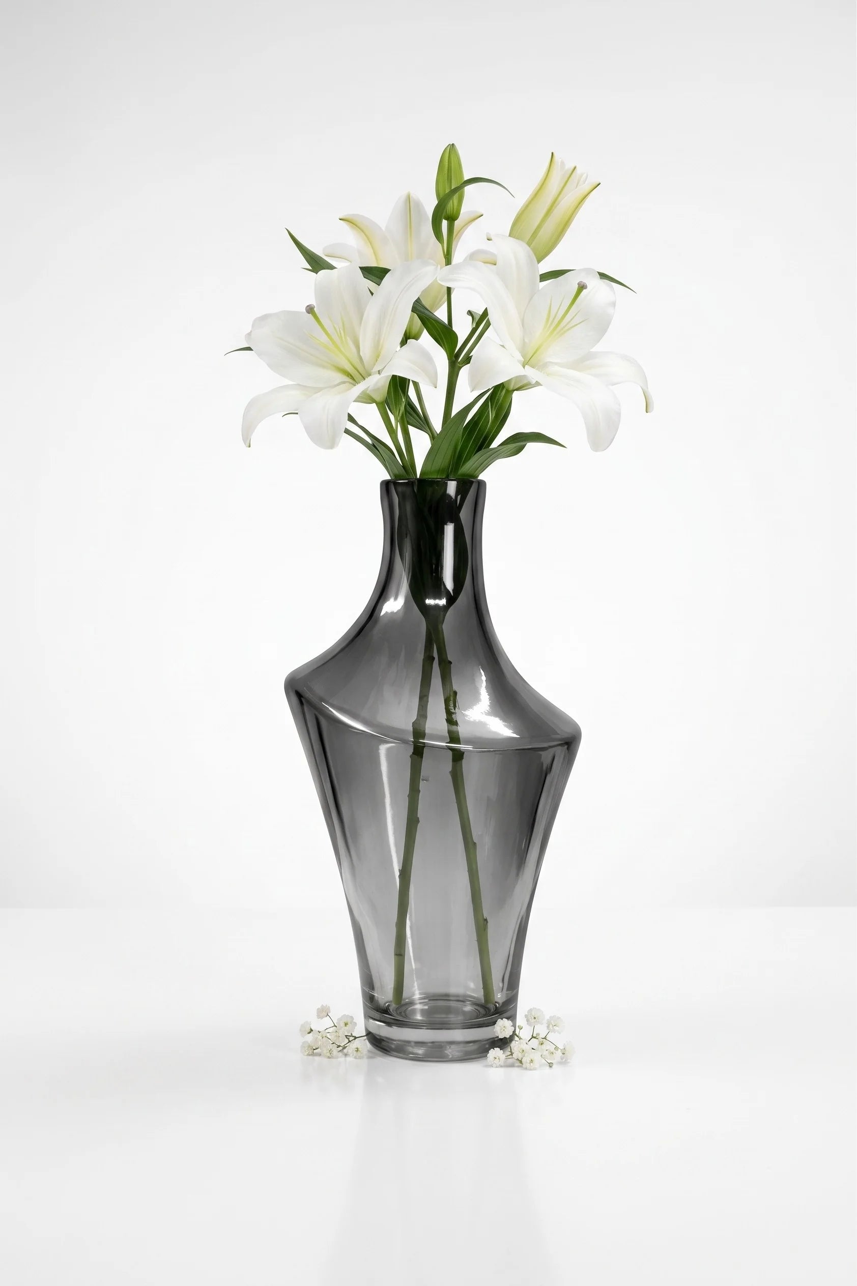 Zenith Arc Sculptural Glass Vase — Hand-Blown Glass from Firozabad, India — Tabletop View