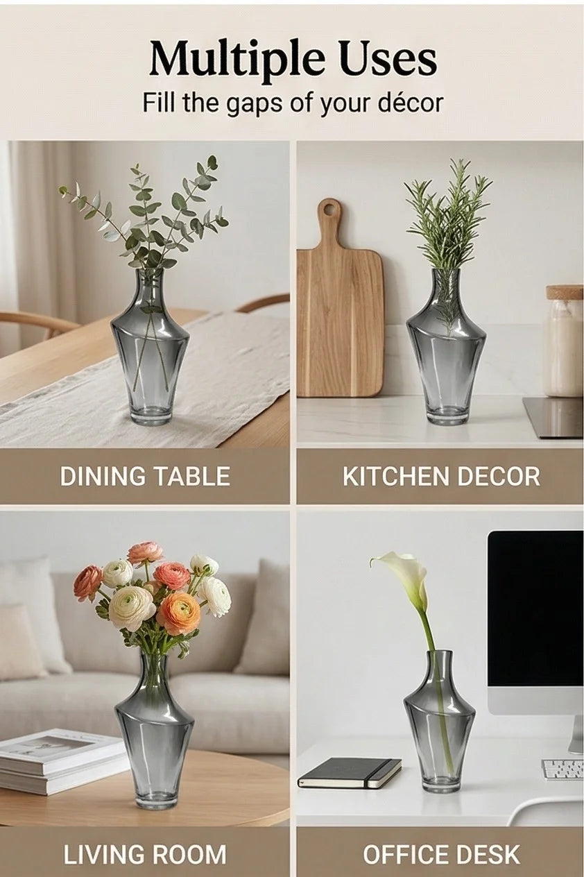 Zenith Arc Sculptural Glass Vase — Hand-Blown Glass from Firozabad, India — Wedding Décor Use