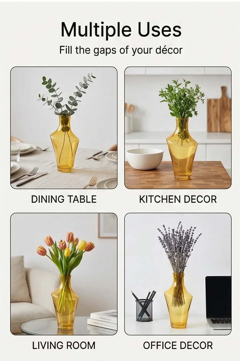 Celeste Curve Artisan Glass Vase — Hand-Blown Glass from Firozabad, India — Décor Inspiration