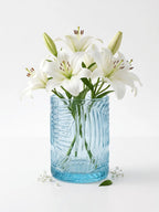 Tropical Fern Embossed Glass Vase — Hand-Blown Glass from Firozabad, India — Lifestyle Setting