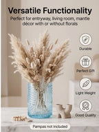 Tropical Fern Embossed Glass Vase — Hand-Blown Glass from Firozabad, India — Colour Variant