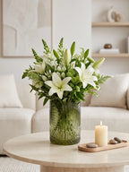 Jungle Bloom Embossed Glass Vase — Hand-Blown Glass from Firozabad, India — Detail Close-Up