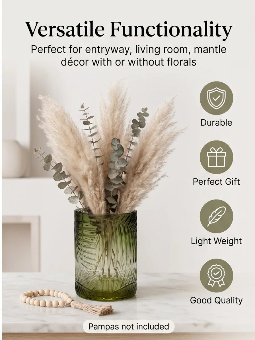 Jungle Bloom Embossed Glass Vase — Hand-Blown Glass from Firozabad, India — Lifestyle Setting
