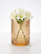 Jungle Bloom Embossed Glass Vase — Hand-Blown Glass from Firozabad, India — Light & Shadow