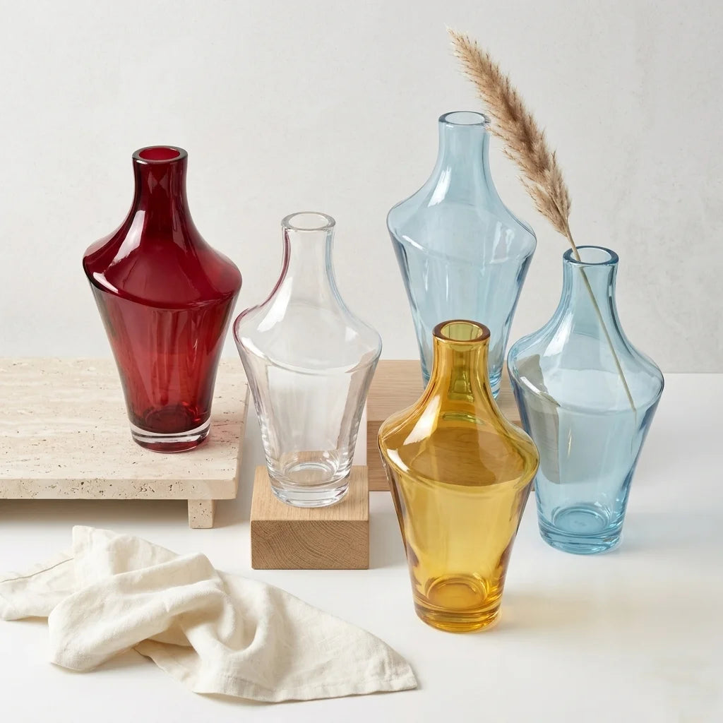 Celeste Curve Artisan Glass Vase — Hand-Blown Glass from Firozabad, India | Floral Arrangements & Home Styling