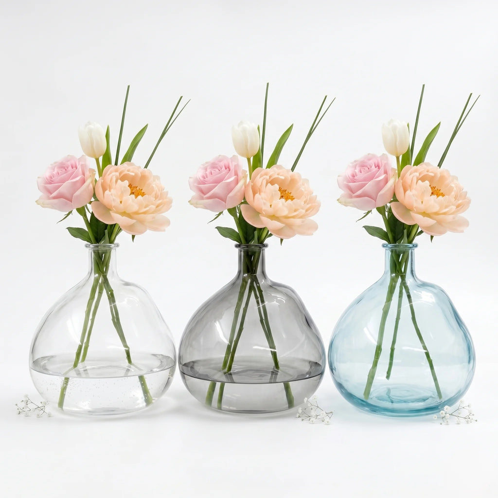 Nordic Globe Balloon Glass Vase — Hand-Blown Glass from Firozabad, India — Side Angle View