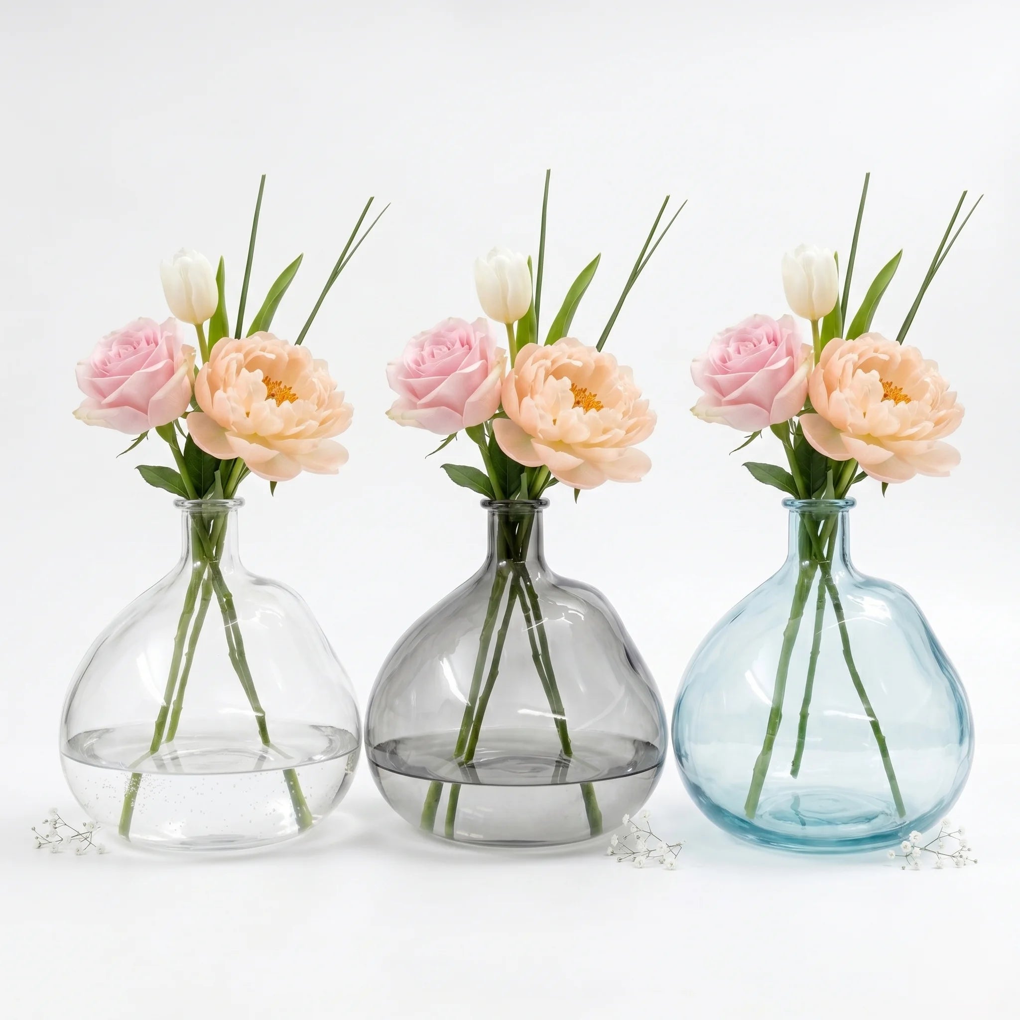 Nordic Globe Balloon Glass Vase — Hand-Blown Glass from Firozabad, India — Side Angle View