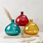 Harvest Globe Balloon Glass Vase — Hand-Blown Glass from Firozabad, India — Side Angle View