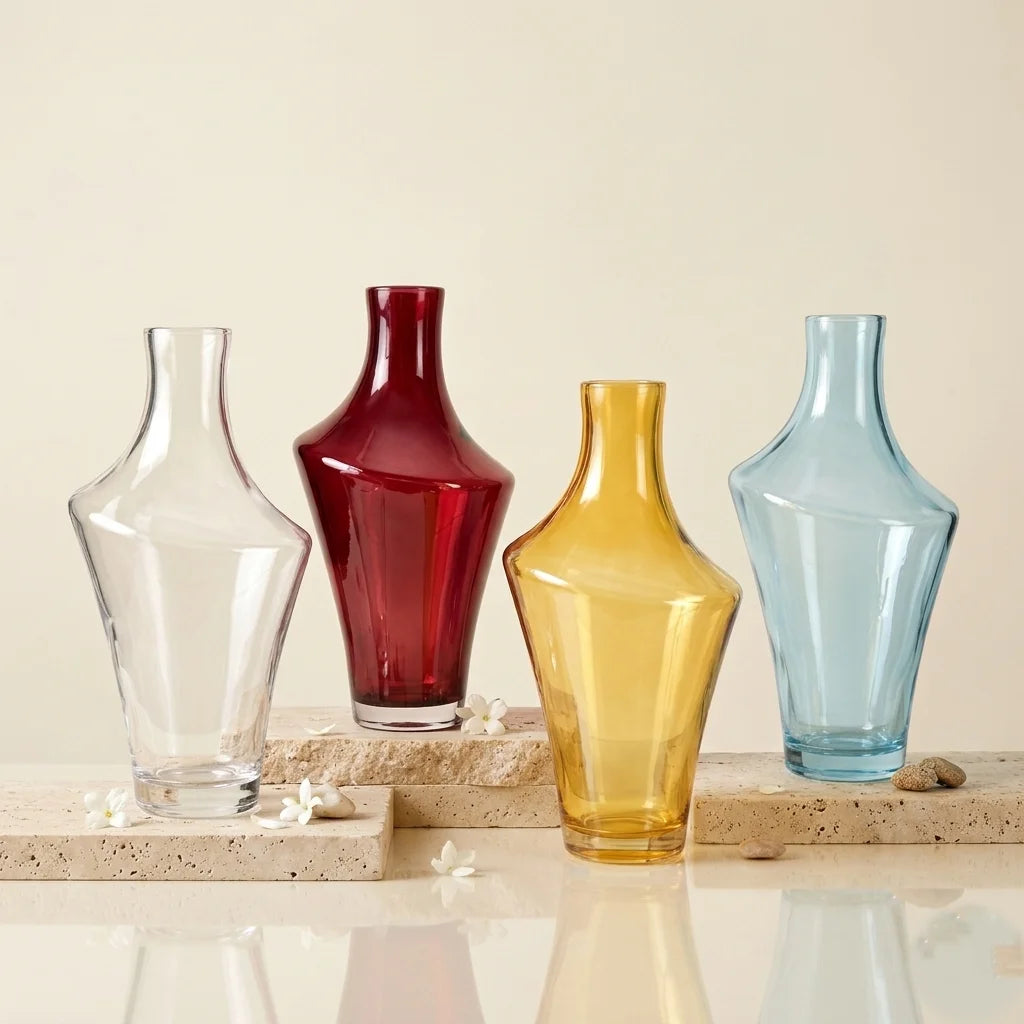 Celeste Curve Artisan Glass Vase — Hand-Blown Glass from Firozabad, India — Detail Close-Up