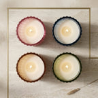 Sandalwood Ribbed Glass Candle | Luxury Gift & Home Décor — Hand-Blown Glass from Firozabad, India — Styled for Home Décor