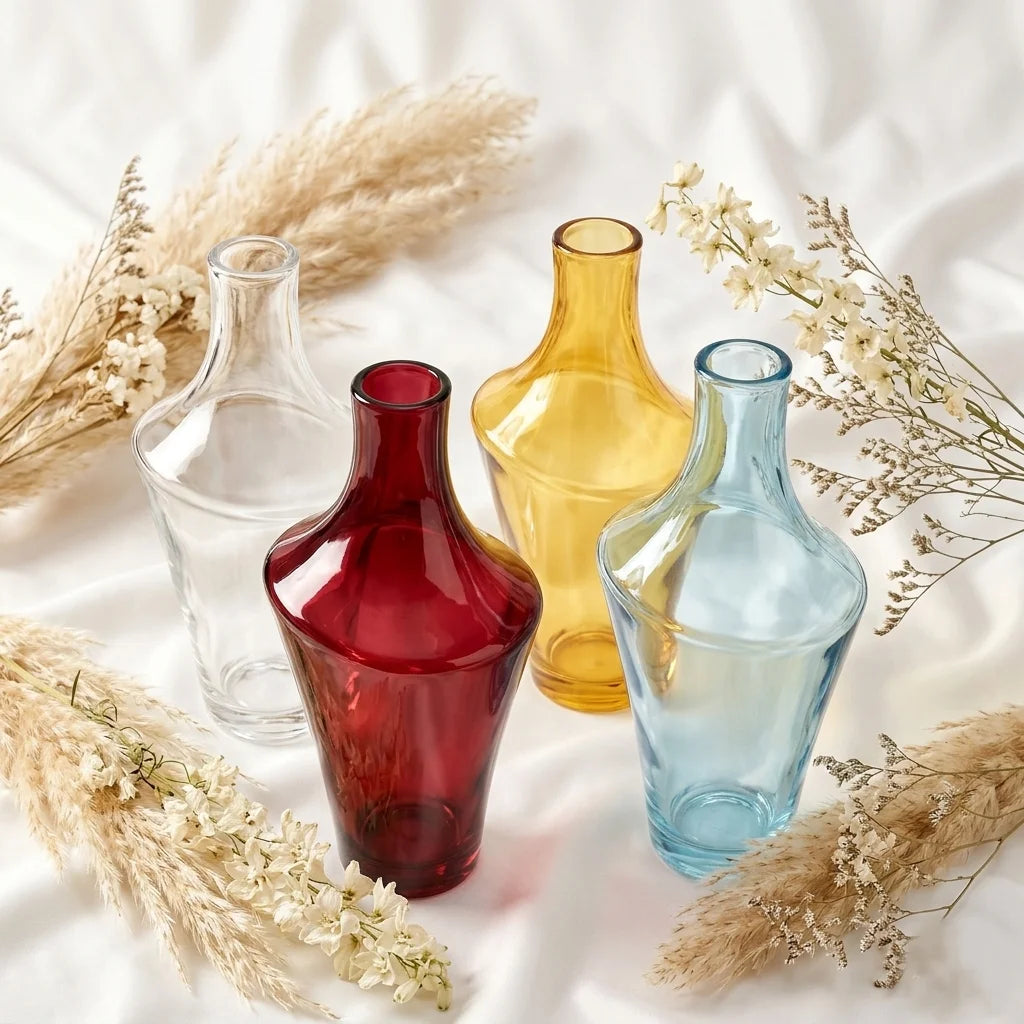 Celeste Curve Artisan Glass Vase — Hand-Blown Glass from Firozabad, India — Styled for Home Décor