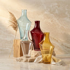 Celeste Curve Artisan Glass Vase — Hand-Blown Glass from Firozabad, India — Side Angle View