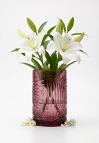 Jungle Bloom Embossed Glass Vase — Hand-Blown Glass from Firozabad, India — Curated Display