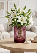 Jungle Bloom Embossed Glass Vase — Hand-Blown Glass from Firozabad, India — Décor Inspiration