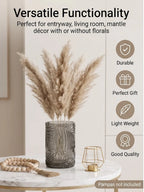 Tropical Fern Embossed Glass Vase — Hand-Blown Glass from Firozabad, India — Boho Styling