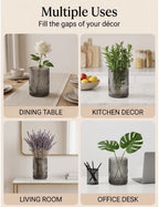 Tropical Fern Embossed Glass Vase — Hand-Blown Glass from Firozabad, India — Wedding Décor Use