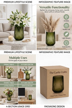 Forest Fern Embossed Glass Vase — Hand-Blown Glass from Firozabad, India — Texture & Craftsmanship