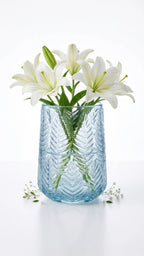 Feather Whisper Embossed Glass Vase — Hand-Blown Glass from Firozabad, India — Top View