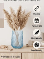 Feather Whisper Embossed Glass Vase — Hand-Blown Glass from Firozabad, India — Festive Styling