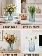 Feather Whisper Embossed Glass Vase — Hand-Blown Glass from Firozabad, India — In a Living Space