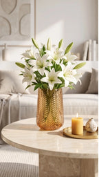Feather Whisper Embossed Glass Vase — Hand-Blown Glass from Firozabad, India — Multi-Angle Showcase
