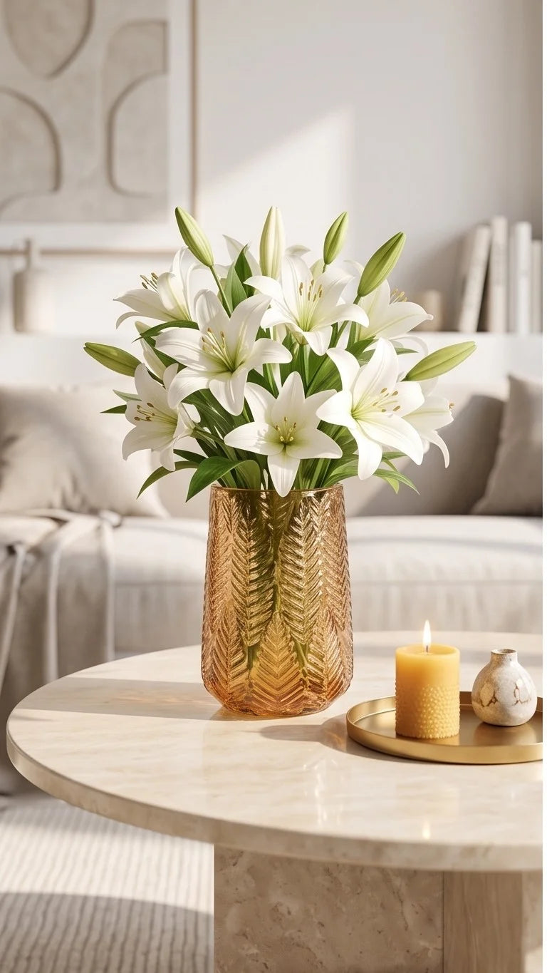 Forest Fern Embossed Glass Vase — Hand-Blown Glass from Firozabad, India — Gifting Presentation