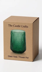 Forest Fern Embossed Glass Vase — Hand-Blown Glass from Firozabad, India — Décor Inspiration