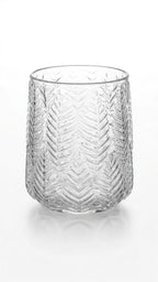 Feather Whisper Embossed Glass Vase — Hand-Blown Glass from Firozabad, India — Curated Display