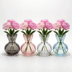 Pastel Ruffle Ribbed Glass Vase — Hand-Blown Glass from Firozabad, India — Styled for Home Décor