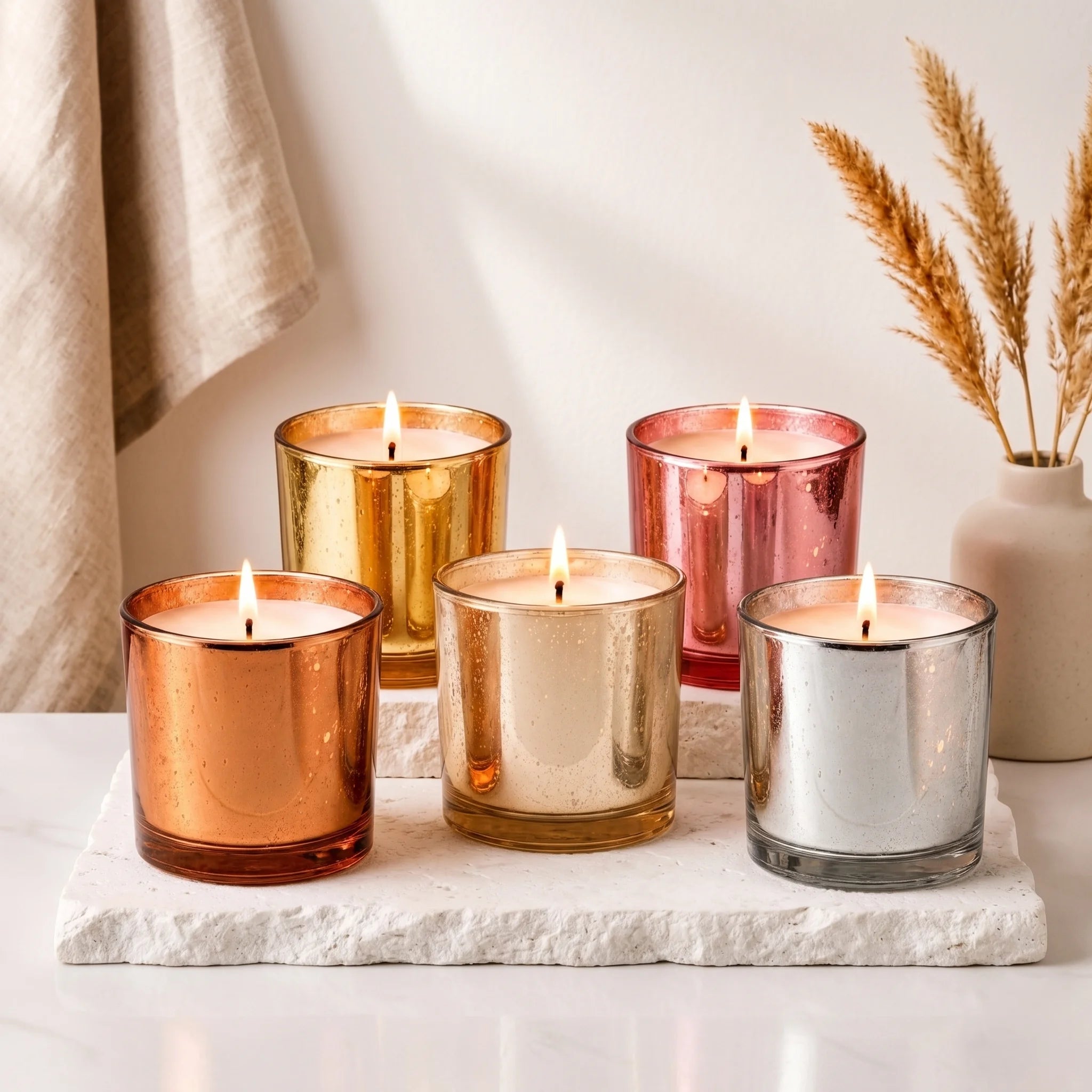 Rose Mercury Glass Candle | 80Hr Burn — Castle Crafts