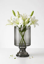Royal Goblet Pedestal Glass Vase — Hand-Blown Glass from Firozabad, India — Detail Close-Up