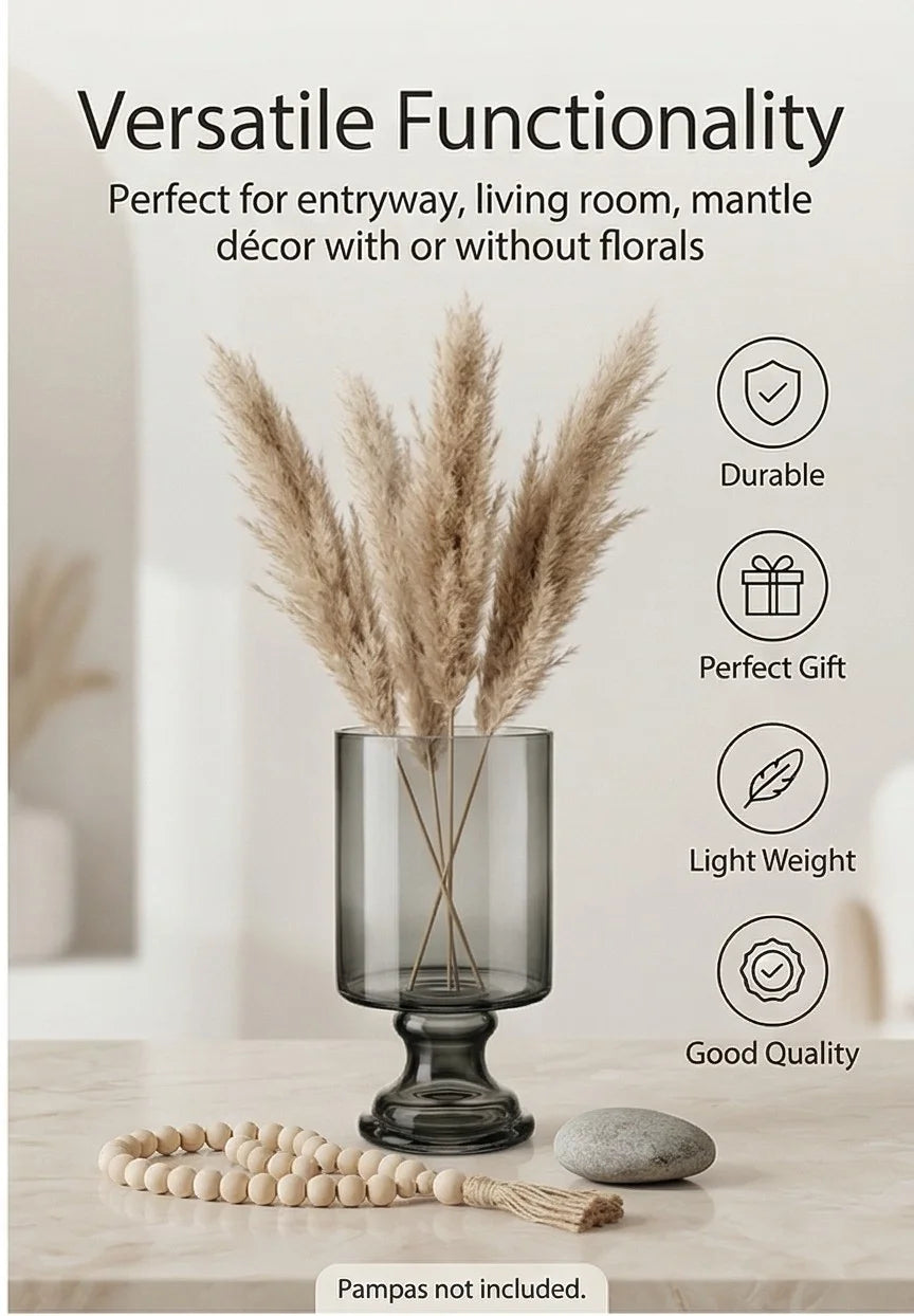 Royal Goblet Pedestal Glass Vase — Hand-Blown Glass from Firozabad, India — Lifestyle Setting