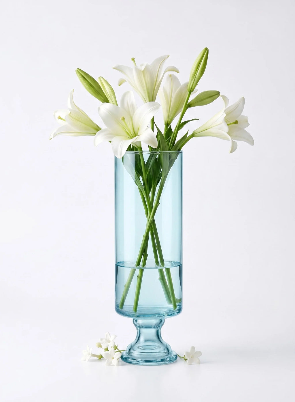 Aurora Pillar Footed Glass Vase — Hand-Blown Glass from Firozabad, India — Styled for Home Décor