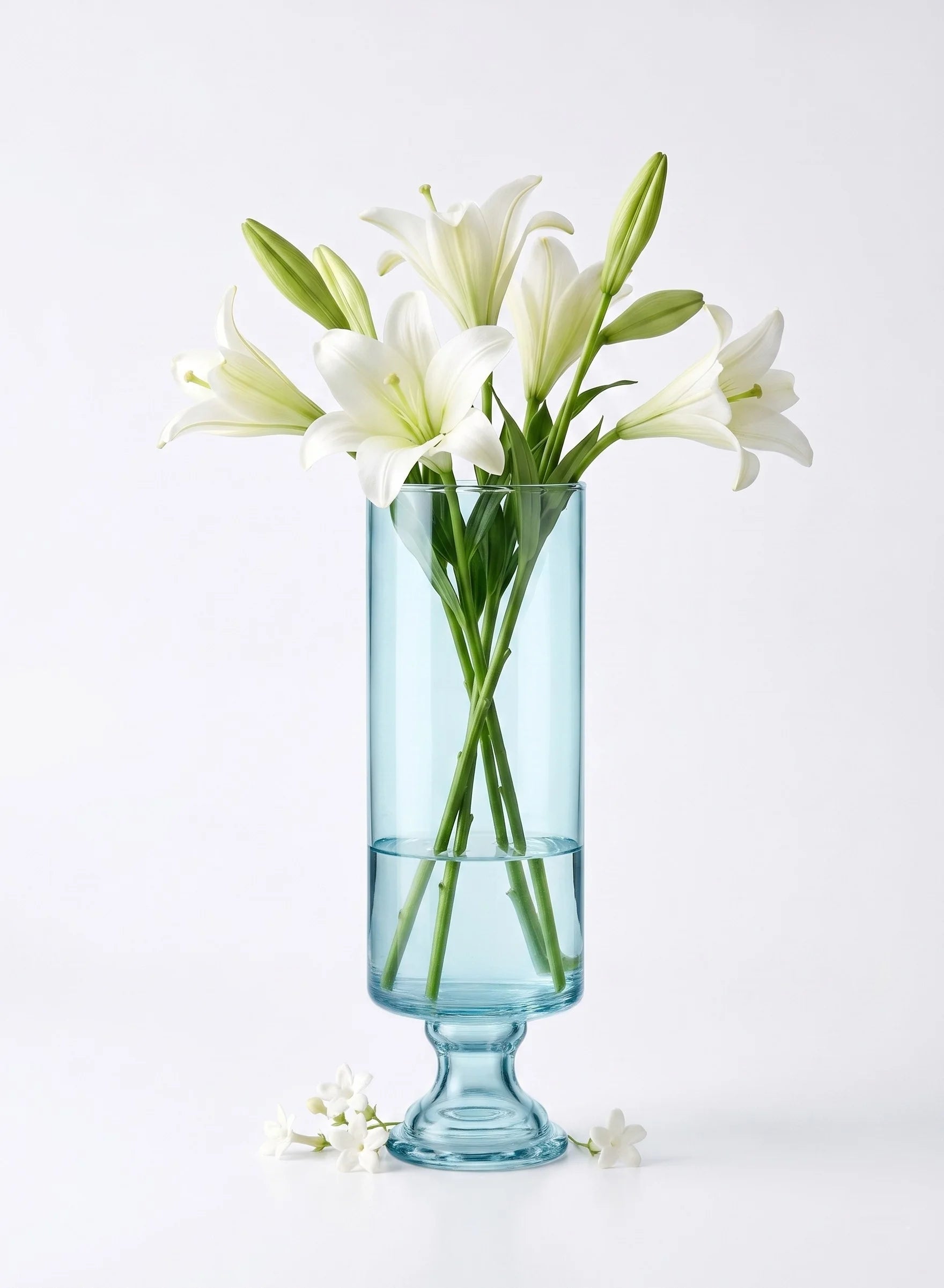 Aurora Pillar Footed Glass Vase — Hand-Blown Glass from Firozabad, India — Styled for Home Décor