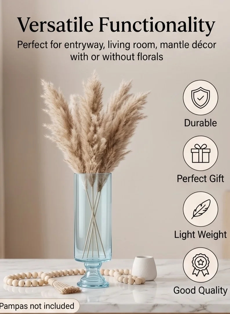 Aurora Pillar Footed Glass Vase — Hand-Blown Glass from Firozabad, India — Lifestyle Setting